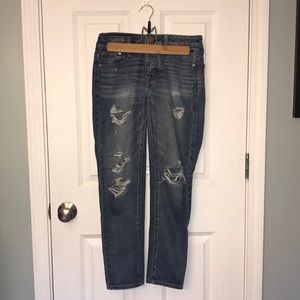 American Eagle- boy crop distressed jeans